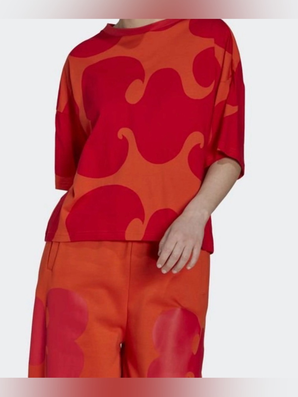 Adidas x Marimekko Cropped Graphic Tee - Size XS